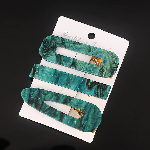 Women's Carved Acetate Hair Clip Geometric Side Barrette Sweet Cool Hair Accessory