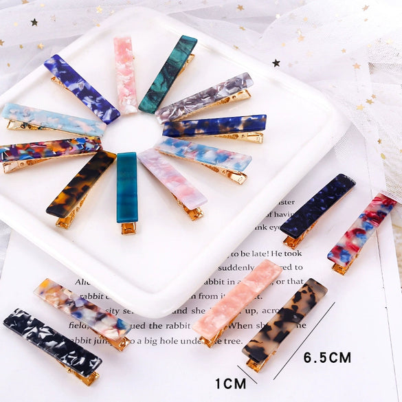 Women's Carved Acetate Hair Clip Geometric Side Barrette Sweet Cool Hair Accessory