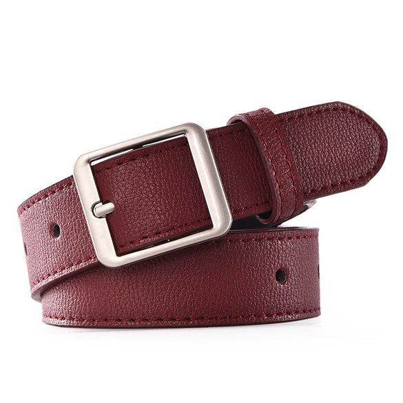 Women's Casual All Match Simple Wide Imitation Leather Belt With Alloy Rectangle Pin Buckle