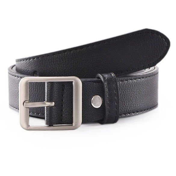 Women's Casual All Match Simple Wide Imitation Leather Belt With Alloy Rectangle Pin Buckle