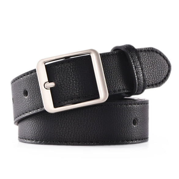 Women's Casual All Match Simple Wide Imitation Leather Belt With Alloy Rectangle Pin Buckle