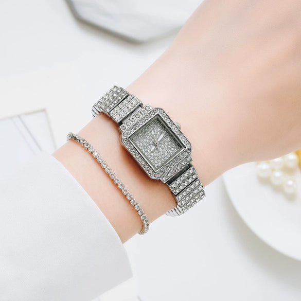 Women's Casual Alloy And Canvas Square Head Quartz Watch Set