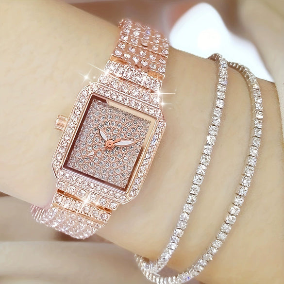 Women's Casual Alloy And Canvas Square Head Quartz Watch Set