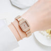Women's Casual Alloy And Canvas Square Head Quartz Watch Set