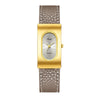 Women's Casual Alloy And Microfiber Belt Oval Quartz Watch With Mineral Reinforced Glass Mirror Pin Buckle And Spiral Crown