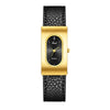 Women's Casual Alloy And Microfiber Belt Oval Quartz Watch With Mineral Reinforced Glass Mirror Pin Buckle And Spiral Crown