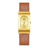 Women's Casual Alloy And Microfiber Belt Oval Quartz Watch With Mineral Reinforced Glass Mirror Pin Buckle And Spiral Crown