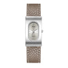 Women's Casual Alloy And Microfiber Belt Oval Quartz Watch With Mineral Reinforced Glass Mirror Pin Buckle And Spiral Crown