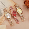 Women's Casual Alloy And Stainless Steel Band Quartz Watch With Bucket And Rectangular Shape
