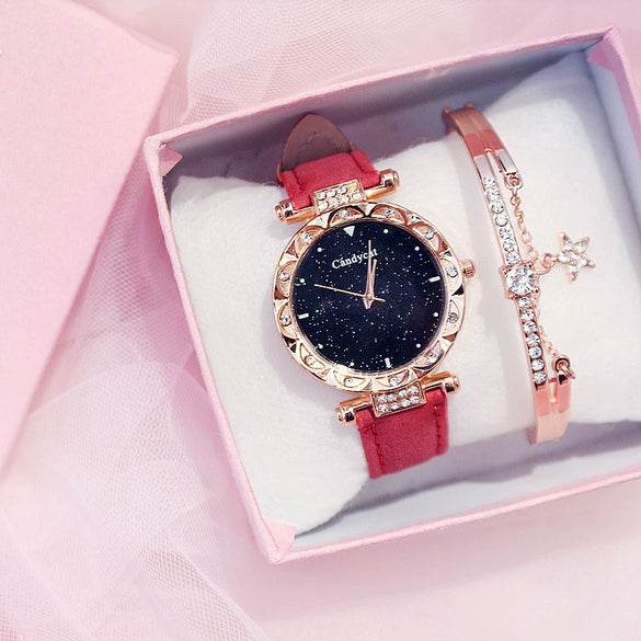 Women's Casual Alloy And Titanium Metal Watch With Round Dial And Tomato Theme