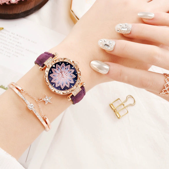 Women's Casual Alloy And Titanium Metal Watch With Round Dial And Tomato Theme