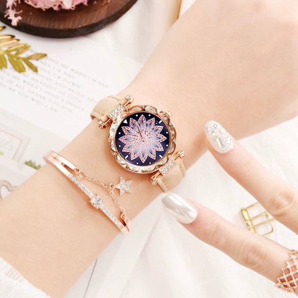 Women's Casual Alloy And Titanium Metal Watch With Round Dial And Tomato Theme