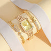 Women's Casual Alloy Band Rectangular Quartz Wrist Watch With Rhinestones