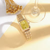 Women's Casual Alloy Band Rectangular Quartz Wrist Watch With Rhinestones