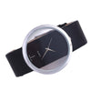 Women's Casual Alloy Case Imitation Leather Strap Round Dial Quartz Watch With Transparent Bottom