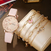 Women's Casual Alloy Case Imitation Leather Strap Round Dial Quartz Wrist Watch With Butterfly Design