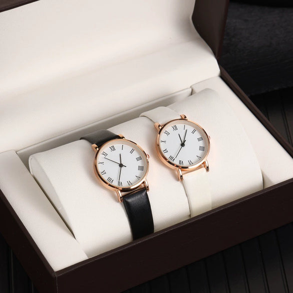 Women's Casual Alloy Case Imitation Leather Strap Stainless Steel Buckle Round Dial Quartz Watch