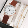 Women's Casual Alloy Case Imitation Leather Strap Stainless Steel Buckle Round Dial Quartz Watch