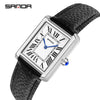 Women's Casual Alloy Case Leather Strap Square Dial Quartz Watch