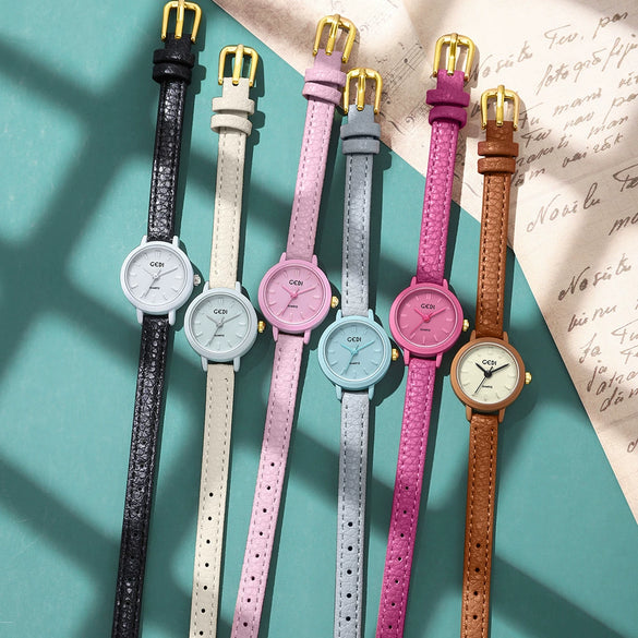 Women's Casual Alloy Case Mineral Reinforced Glass Mirror Stainless Steel Buckle Round Dial Waterproof Quartz Watch