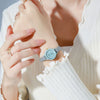 Women's Casual Alloy Case Mineral Reinforced Glass Mirror Stainless Steel Buckle Round Dial Waterproof Quartz Watch