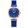 Women's Casual Alloy Case Quartz Watch Fivepiece Set With Magnet Strap And Diamond Flower Design