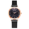 Women's Casual Alloy Case Quartz Watch Fivepiece Set With Magnet Strap And Diamond Flower Design