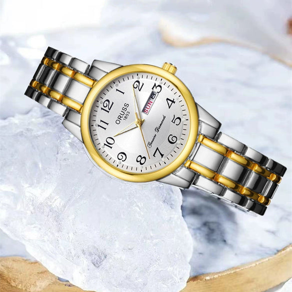Women's Casual Alloy Digital Quartz Watch With Round Dial And Mineral Reinforced Glass Mirror Waterproof For The Elderly