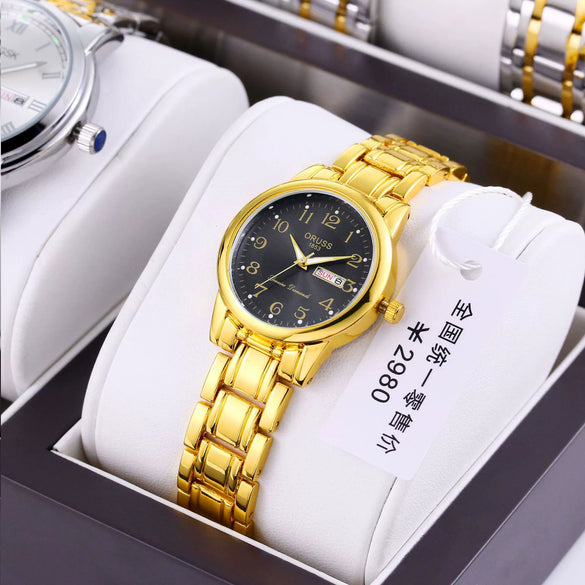 Women's Casual Alloy Digital Quartz Watch With Round Dial And Mineral Reinforced Glass Mirror Waterproof For The Elderly