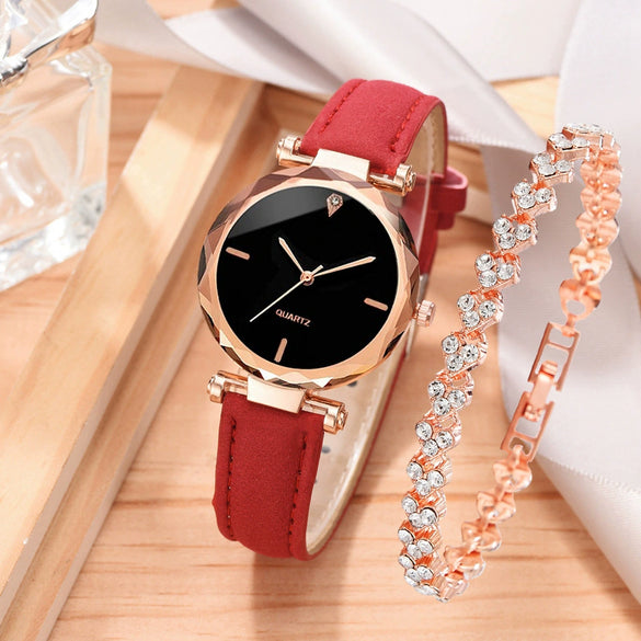 Women's Casual Alloy Pu Belt Round Dial Quartz Watch With Printed Logo