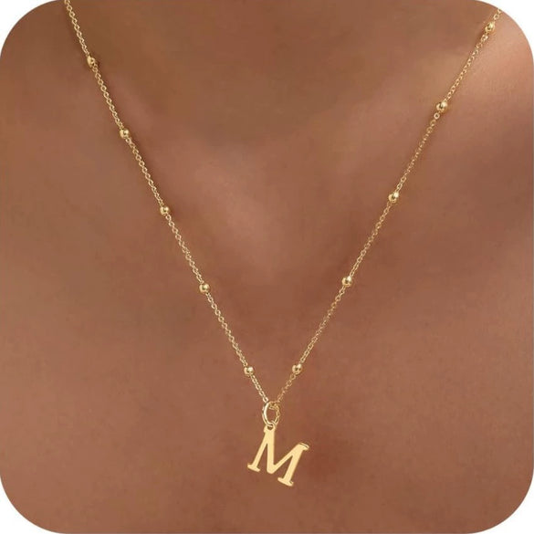 Women's Casual Ball Chain Necklace With Stainless Steel Letter Pendant Electroplated Alloy Jewelry