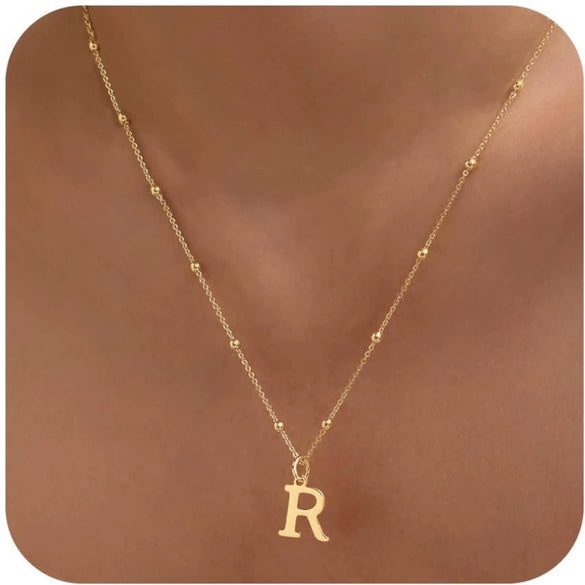 Women's Casual Ball Chain Necklace With Stainless Steel Letter Pendant Electroplated Alloy Jewelry