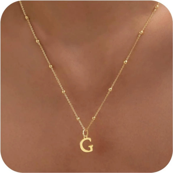 Women's Casual Ball Chain Necklace With Stainless Steel Letter Pendant Electroplated Alloy Jewelry