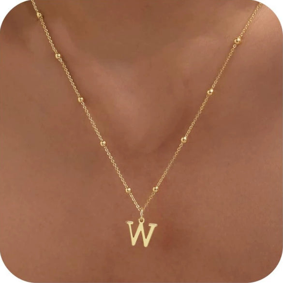 Women's Casual Ball Chain Necklace With Stainless Steel Letter Pendant Electroplated Alloy Jewelry