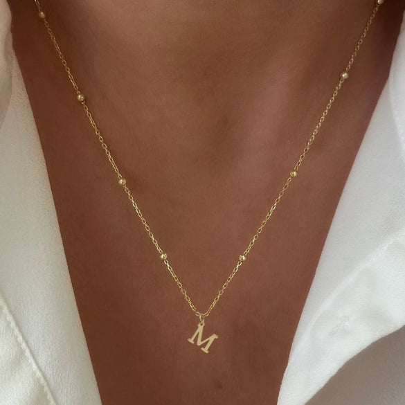 Women's Casual Ball Chain Necklace With Stainless Steel Letter Pendant Electroplated Alloy Jewelry