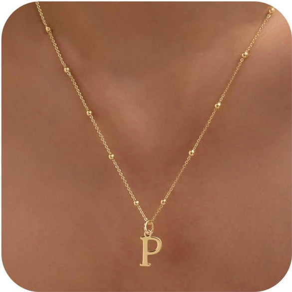 Women's Casual Ball Chain Necklace With Stainless Steel Letter Pendant Electroplated Alloy Jewelry