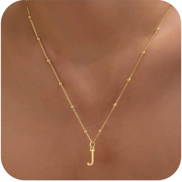 Women's Casual Ball Chain Necklace With Stainless Steel Letter Pendant Electroplated Alloy Jewelry