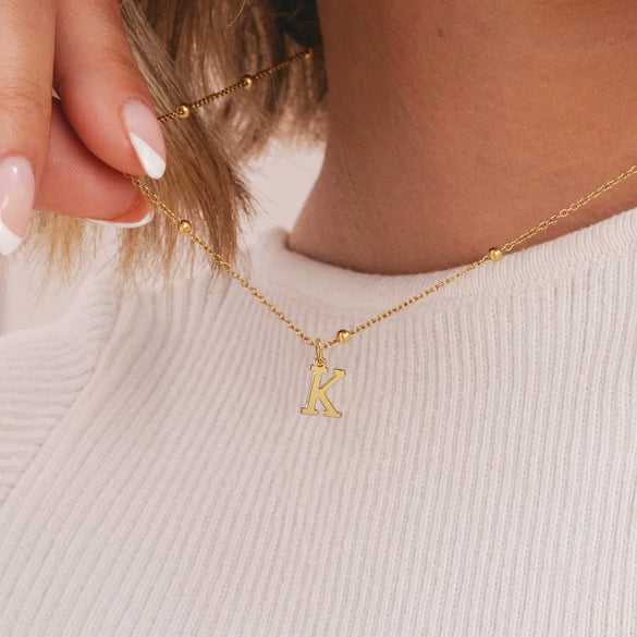 Women's Casual Ball Chain Necklace With Stainless Steel Letter Pendant Electroplated Alloy Jewelry