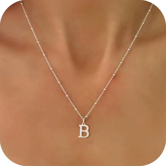 Women's Casual Ball Chain Necklace With Stainless Steel Letter Pendant Electroplated Alloy Jewelry