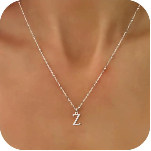 Women's Casual Ball Chain Necklace With Stainless Steel Letter Pendant Electroplated Alloy Jewelry