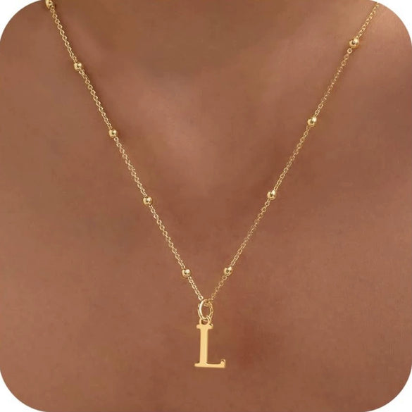 Women's Casual Ball Chain Necklace With Stainless Steel Letter Pendant Electroplated Alloy Jewelry