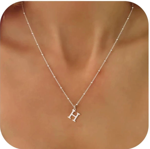 Women's Casual Ball Chain Necklace With Stainless Steel Letter Pendant Electroplated Alloy Jewelry