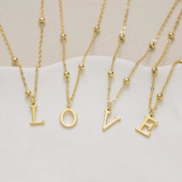 Women's Casual Ball Chain Necklace With Stainless Steel Letter Pendant Electroplated Alloy Jewelry