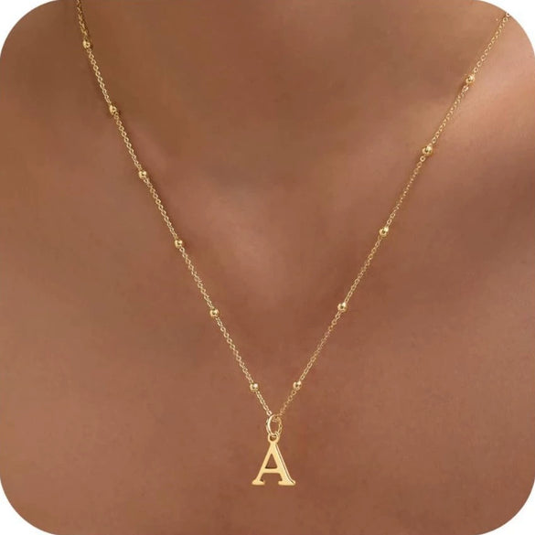 Women's Casual Ball Chain Necklace With Stainless Steel Letter Pendant Electroplated Alloy Jewelry