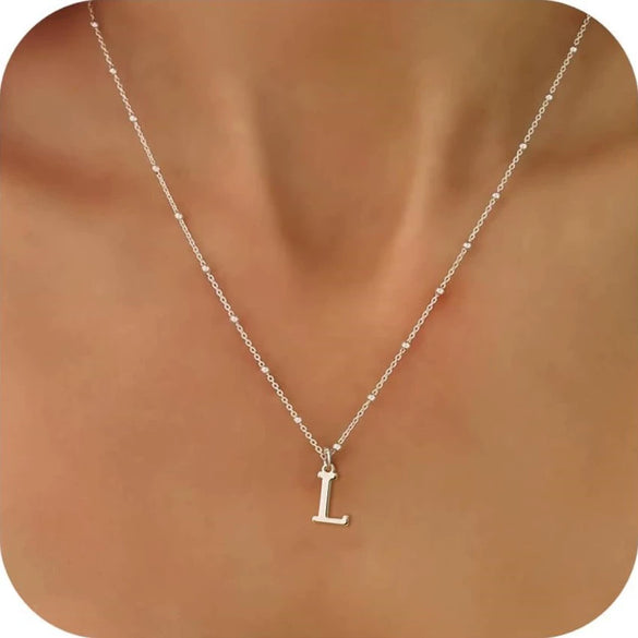 Women's Casual Ball Chain Necklace With Stainless Steel Letter Pendant Electroplated Alloy Jewelry