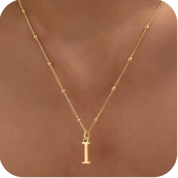 Women's Casual Ball Chain Necklace With Stainless Steel Letter Pendant Electroplated Alloy Jewelry