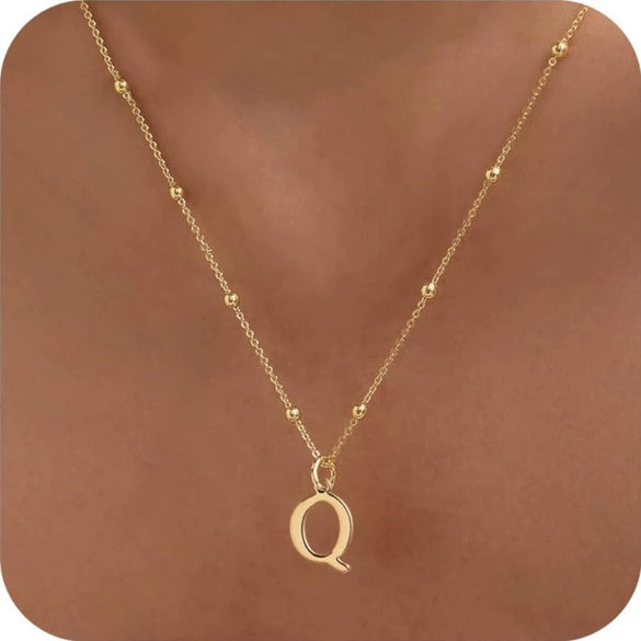 Women's Casual Ball Chain Necklace With Stainless Steel Letter Pendant Electroplated Alloy Jewelry