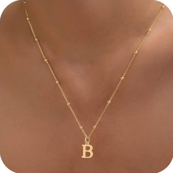 Women's Casual Ball Chain Necklace With Stainless Steel Letter Pendant Electroplated Alloy Jewelry