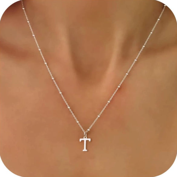 Women's Casual Ball Chain Necklace With Stainless Steel Letter Pendant Electroplated Alloy Jewelry