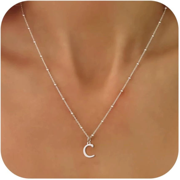 Women's Casual Ball Chain Necklace With Stainless Steel Letter Pendant Electroplated Alloy Jewelry